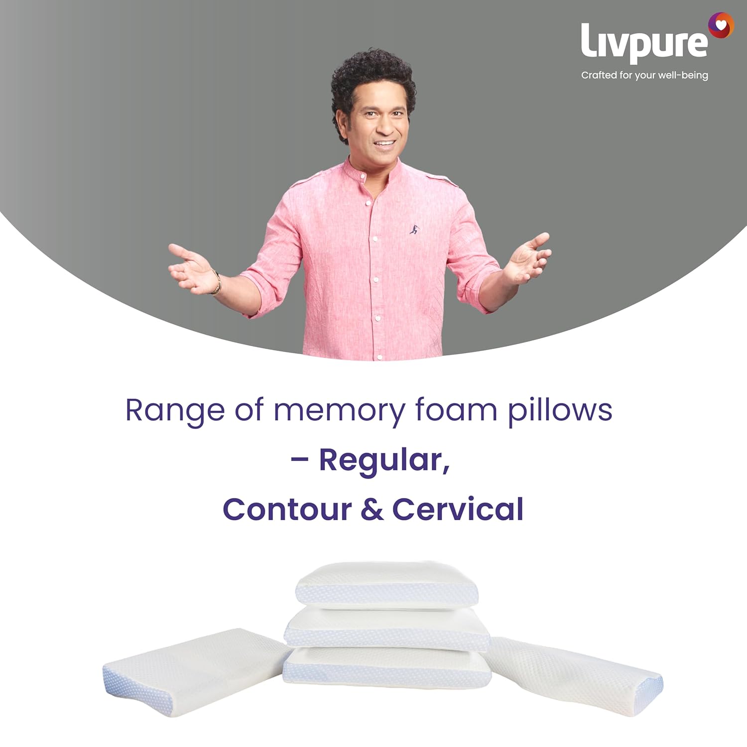 Livpure Smart Breeze King Pillow with Perforated and Premium Memory Foam Sleeping Pillow Pack of 1 (White) LSH-PILL-BREEZE-King1