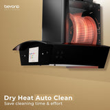 Beyond Appliances Asteria 90cm BLDC Auto Clean Kitchen Chimney | 1800 CMH Suction | Filterless | Curved Glass | Smart Screen & Speakers | Touch Control | Black(BA-CR-AS-AD-BL-90-CH)