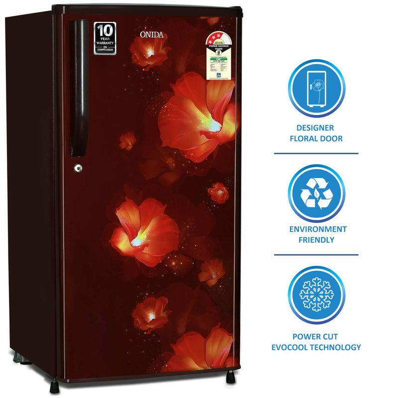 Onida 190 L 3 Star Direct-Cool Single Door Refrigerator (RDS1903P, Red)-(Dents and Scratches)