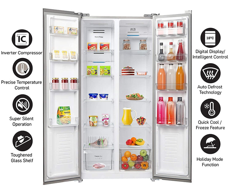 Lifelong 505 L Frost Free Side by Side Refrigerator (Silver, LLSBSR505)