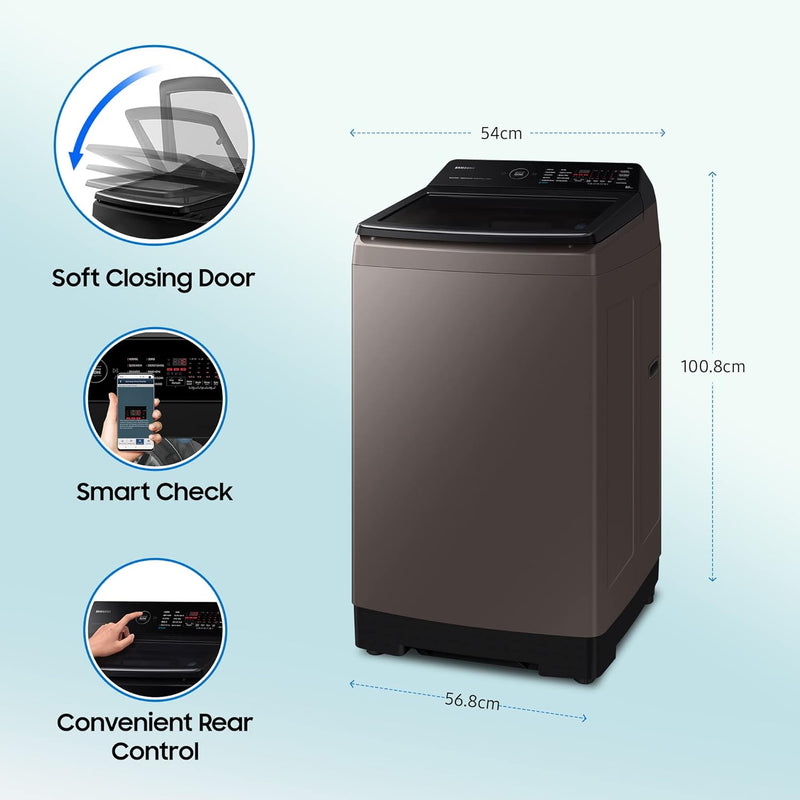 Samsung 10 Kg, 5 Star, AI Wash, Ecobubble, AI Energy Mode, AI VRT+, Super Speed, Soft Closing Door, Wi-Fi, Digital Inverter, Fully-Automatic Top Load Washing Machine (WA80F08S2LTL, Lavender Gray)