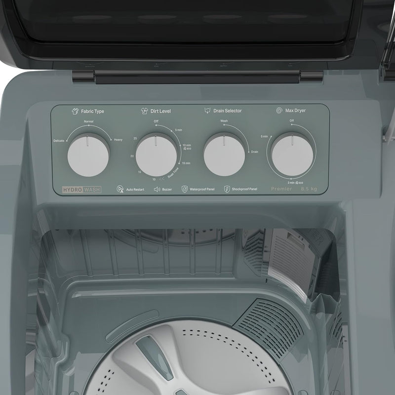 Whirlpool 8.5 Kg 5 Star Semi-Automatic Top Loading Washing Machine (HYDROWASH Premier S.MINT DAZZLE(10YR), 3D Wave Technology )
