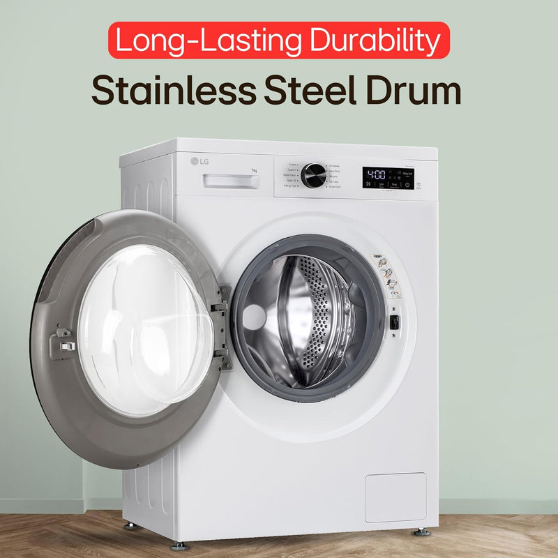 LG 7 Kg 5 Star Steam, Inverter Direct Drive Technology, 6 Motion DD, Fully-Automatic Front Load Washing Machine (FHB1207Z2WB, Dial + Full Touch Buttons & LED Display, Essence White)