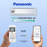 Panasonic 1.5 Ton 4 Star WiFi Inverter Smart Split AC Copper Condenser 7 in 1 Convertible with AI 4 Way Swing PM Filter CSCUNU18YKY4W2023 Model White