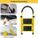 Asian Paints TruCare 2-Steps Trendy Steel Ladder, Foldable Ladder for Home & Office use, Durable, Wide, Anti-Skid, Lightweight & Easy to Carry, with 5