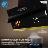 Crompton QuietPro Plus BLDC 1800m3/hr 90cm Slant Chimney| Filterless Intelligent Autoclean| Built In Oil Collector| Touch+Motion Sensor Control | (CHD-QPPI90FLE-IND)