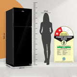 Haier 240L 2 Star Frost Free Top Mount Double Door Refrigerator|Cool Pad|200% Faster Ice Making in 49 Minutes (HRF-2902EKG-P, Black Glass)