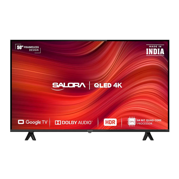 Salora 127 CM (50 INCHES) QLED 4K Ultra HD Smart Google TV, SLV-3505 GTV (Black) | Brand New Seal Packed