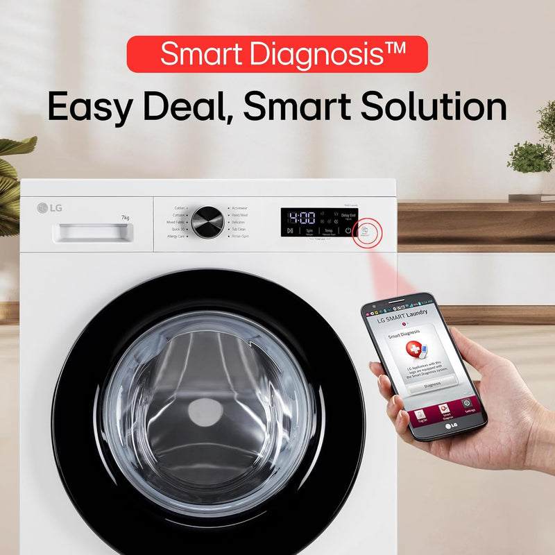 LG 7 Kg 5 Star Steam, Inverter Direct Drive Technology, 6 Motion DD, Fully-Automatic Front Load Washing Machine (FHB1207Z2WB, Dial + Full Touch Buttons & LED Display, Essence White)