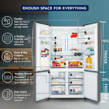 Electrolux 600L Frost Free Inverter French Door Refrigerator, TasteLockPlus Technology, FlexStor, Matte Dark Grey Stainless Steel, UltimateTaste 700, EQE6000A-B | Open Box like New |