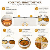 Sky line Dual Pot Electric Cooking & Serving Pot, 1200W, 2x1.5L Capacity, Adjustable Temperature