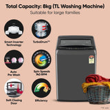 LG 8 Kg 5 Star Smart Inverter Technology Fully Automatic Top Load Washing Machine (T80VBMB4Z, Turbodrum, Auto Prewash, Stainless Steel drum, LED Display)(Touched Up)
