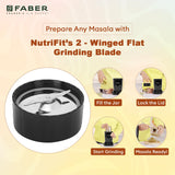 Faber Sportz 2-in-1 Nutrifit Nero Blender Mixer Grinder - 400W, 100% Copper Motor, Detachable SS Blade, 500ML & 300ML Jars, Wet & Dry Grinding, Smoothie Maker