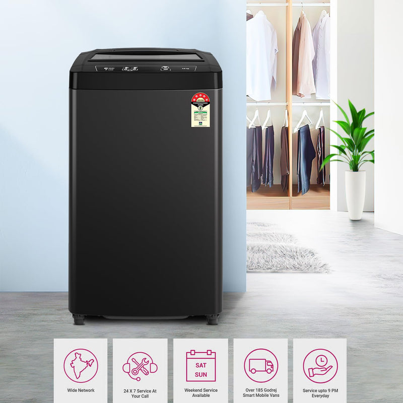 Godrej 7 Kg 5 Star I-Wash Technology Fully Automatic Top Load Washing Machine (WTEON 700 5.0 AP GPGR, Graphite Grey, With Toughened Glass Lid)