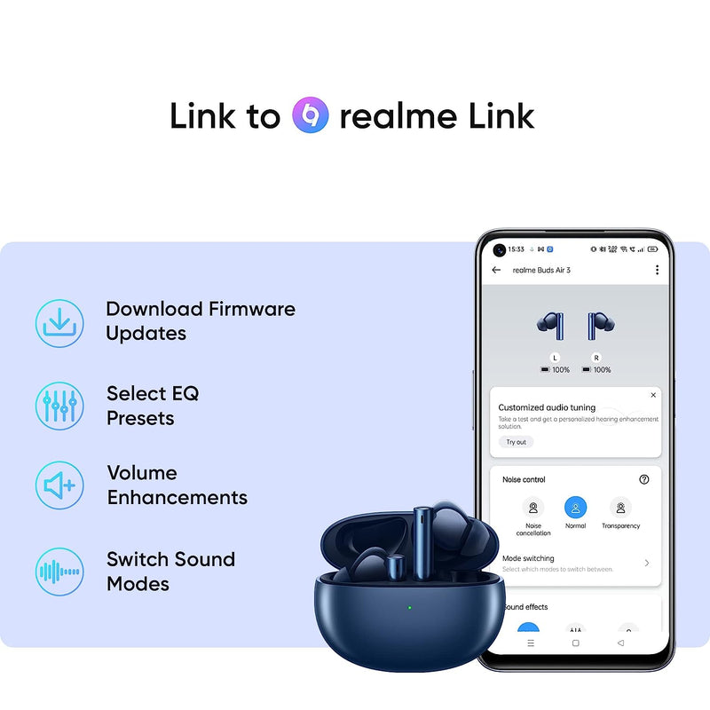 Buy realme Buds Air 3 True Wireless in-Ear Earbuds with 42dB Active Noise  Cancellation (ANC), Dual Device Pairing and 30 hrs Playtime with Fast  Charging (Starry Blue) Online – Neverowned India