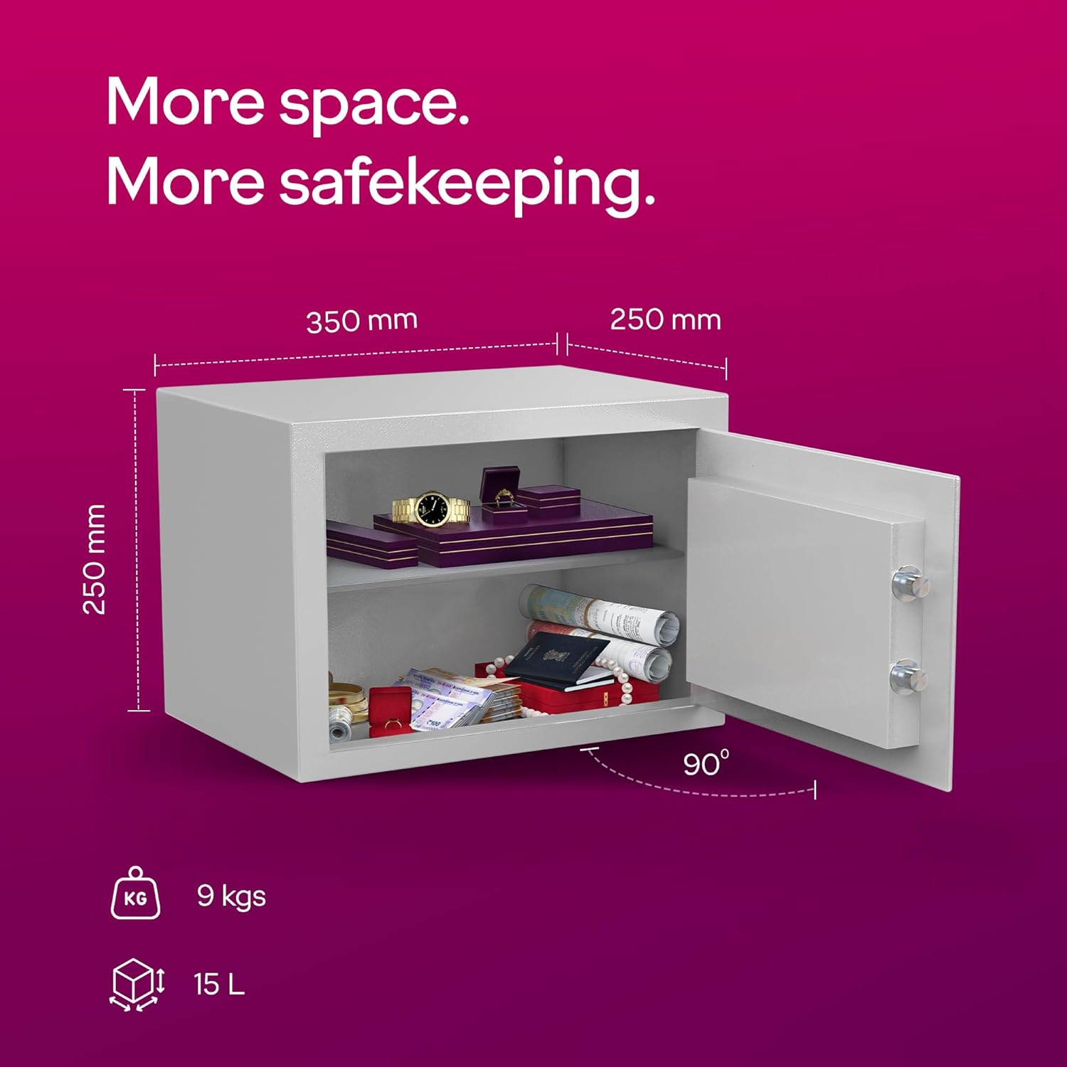 Godrej Security Solutions Forte Pro 15 Litres Safe Locker for Home & Office with Mechanical Key Lock (Grey)