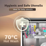 Bosch 13 Place Setting (fits up to 70 utensils) Free-Standing Dishwasher for Indian Utensils | Hygiene+ & Intensive Kadhai Program (SMS66GB01I, White, Inbuilt Heater, Removes 99.9% Germs)