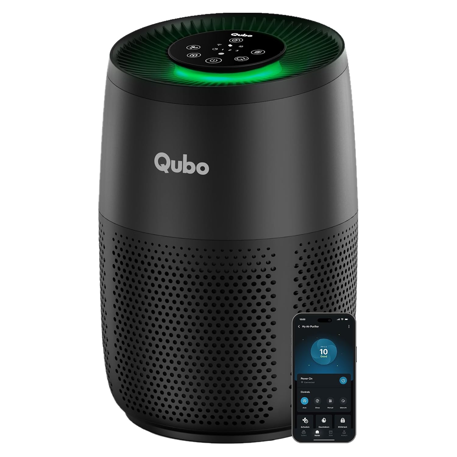 Qubo R250 Smart Air Purifier for bedroom by Hero Group| Up to 250 SqFt| True HEPA H13|Removes 99.99% Dust, Allergens, Smoke, Virus & PM2.5|150 m
