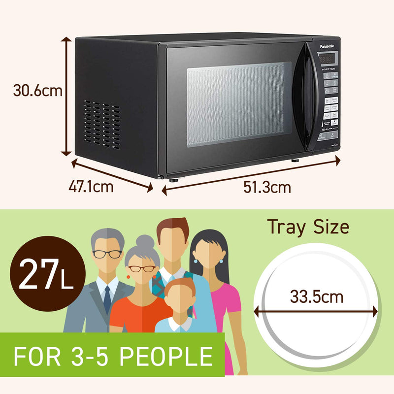 Panasonic 27L Convection Microwave Oven(NN-CT645BFDG,,Black Mirror, 360° Heat Wrap, Magic Grill)