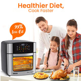 INALSA Air Fryer Oven|16L, 1800W|Stainless Steel Body12-in-1 Functions,Fry,Bake,Grill,Dehydrate,Roast& Reheat|10 Preset|Rotisserie & Convection|Dishwasher Safe Accessories|2Yr