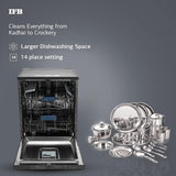 IFB 14 Place Settings with DeepClean® Technology Freestanding Dishwasher (Neptune VX14, Inox Grey, 70° Hot Water Wash with Hygienic Steam Drying)