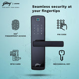 Godrej Smart Lock I Catus Connect I Digital Lock for Wooden Door |5 in 1 Access IWiFi I Fingerprint I RFID Card