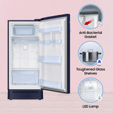 Samsung 189L 5 Star, Inverter, Direct-Cool Single Door Refrigerator (RR21C2H25UZ/HL,Midnight Blossom Blue) Base Stand Drawer