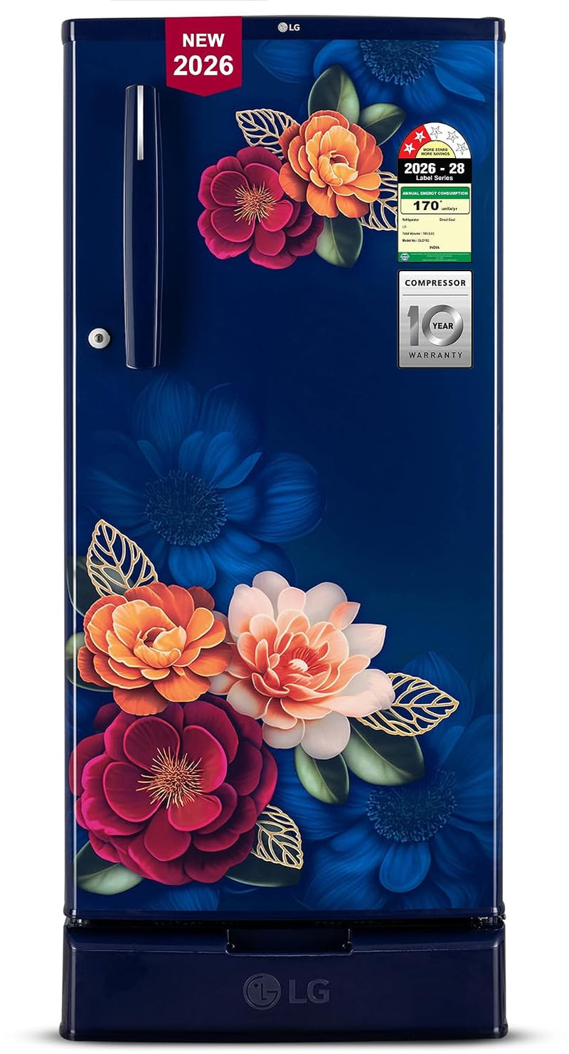 LG 185 L, 2 Star, Direct Cool Single Door Refrigerator (GLD1925XOBK, Blue Klase, Base stand with Drawer, Fit Max Chiller Tray, Works Without Stabilizer, 2026 Model)