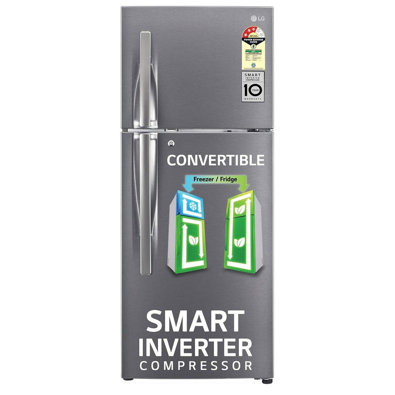 LG 240 L 3 Star Frost-Free Smart Inverter Double Door Refrigerator (GL-S292RDSX, Dazzle Steel, Convertible & Multi Air Flow Cooling)