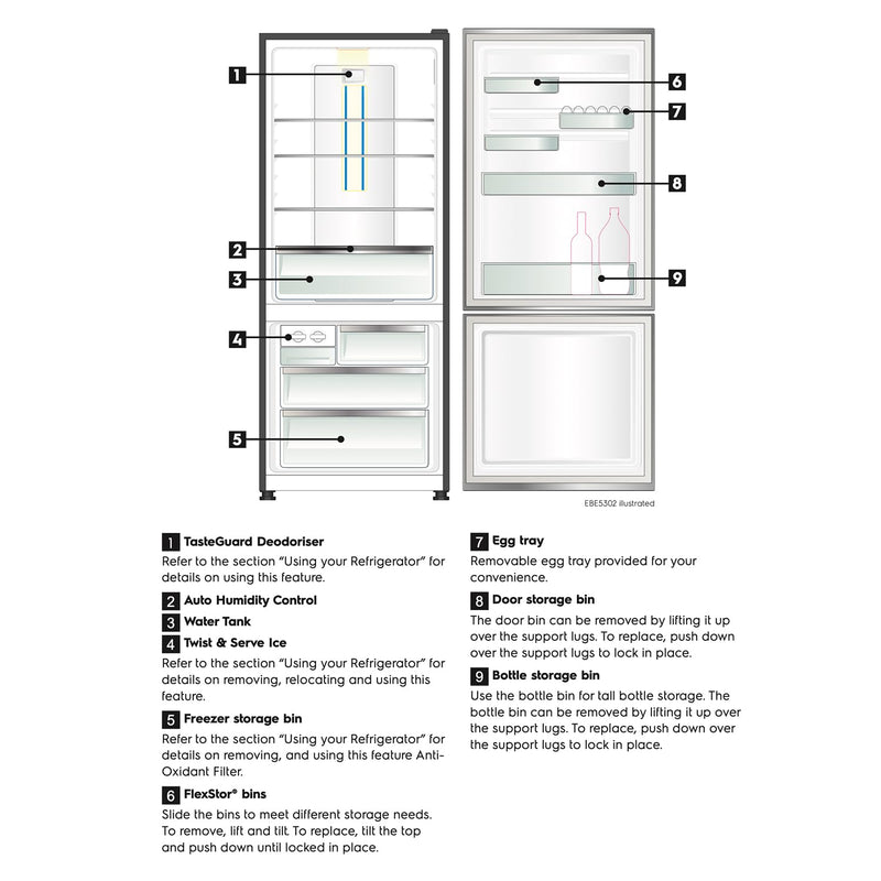Electrolux 529L Frost Free Inverter Double Door Refrigerator, Bottom Freezer, TasteLockAuto & TasteGuard Technology, Stainless Steel, UltimateTaste 500, EBE5302C-S | Open Box like New |