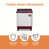 Power Guard 7 kg 5 Star Semi-Automatic Top Loading Washing Machine Appliance (2024 Model,PG70WM-BG-OP, Burgundy, Powerful Motor, Effective Wash Pulsator,Air Turbo Drying,1380 RPM & Castors)