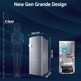 Samsung 183 L, 3 Star, Digital Inverter, Direct-Cool Single Door Refrigerator (RR20H1Y23S8/HL, Silver, Elegant Inox, Single Touch Defrost, )