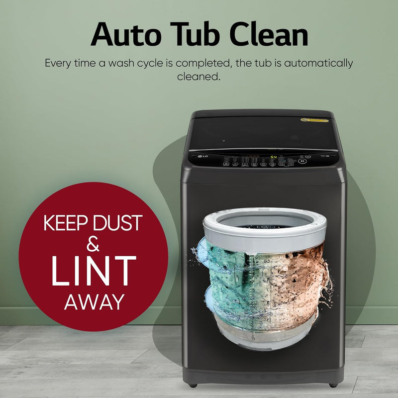 LG 9 kg 5 Star, Smart Inverter Technology, TurboDrum, Jetspray+, Turbowash, Smart Diagnosis, Soft Closing Door, tub cleaning after every wash cycle Fully Automatic Top Load Washing Machine Black, Grey (T90AJMB1Z)