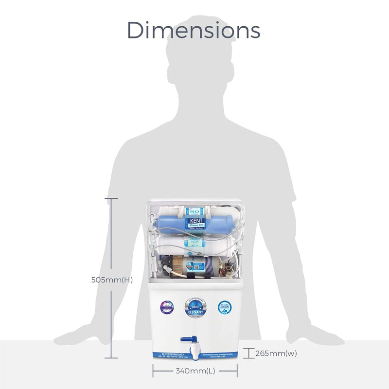 KENT Elegant (11097), 8 L RO Water Purifier (White)