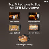 IFB 25L Solo Microwave Oven with 61 Auto Cook Menus (25PM2S, Silver, Easy to use Jog dial & Buttons, Mug Recipes, Steam Clean, Auto Reheat, Preset Timer, Power Save, Multi-Stage Cooking)