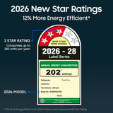 Samsung 256 L, 3 Star, Convertible, Digital Inverter Frost Free Double Door Refrigerator (RT40H30U3FHL, Black DOI, 2026 Model)
