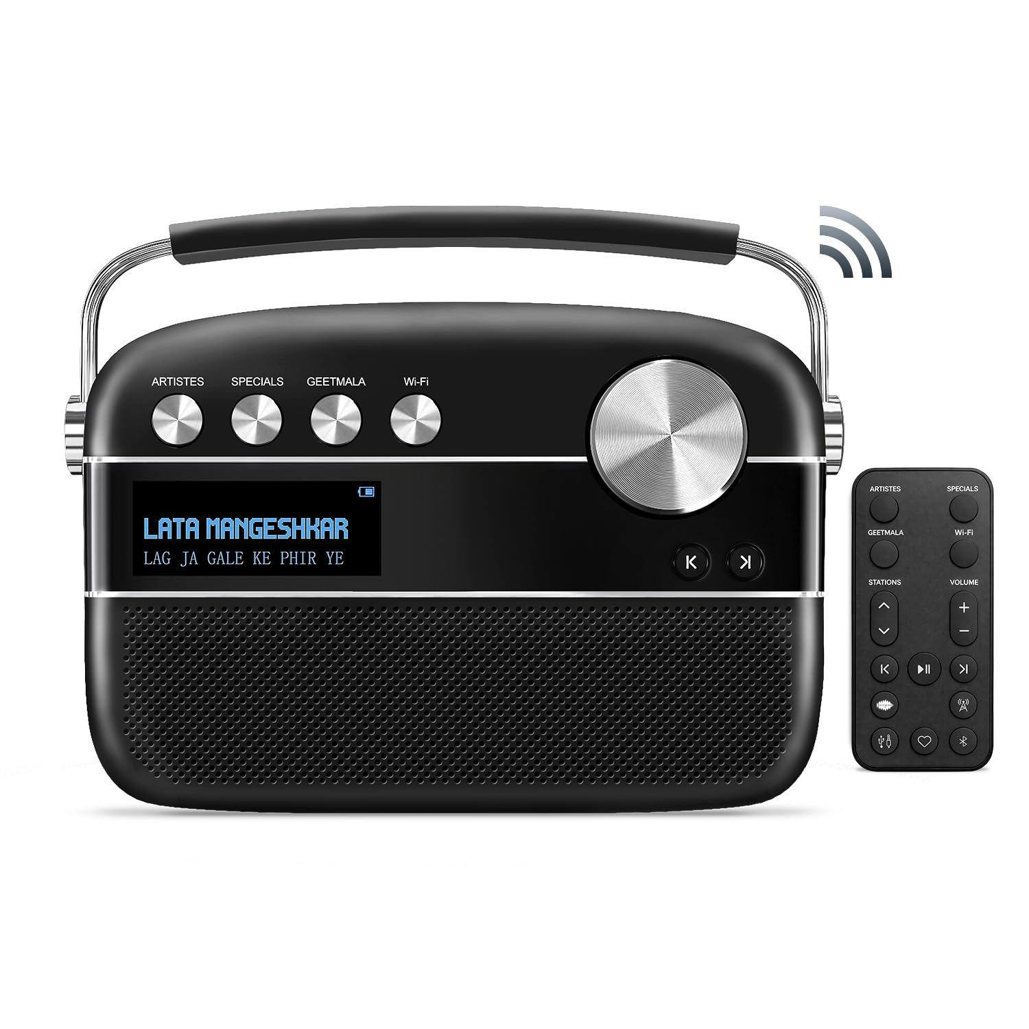 Saregama Carvaan 2.0 Hindi Portable Music Player 5000 Pre-Loaded Songs with Podcast, FM/BT/AUX (Emreld Green/Classic Black)