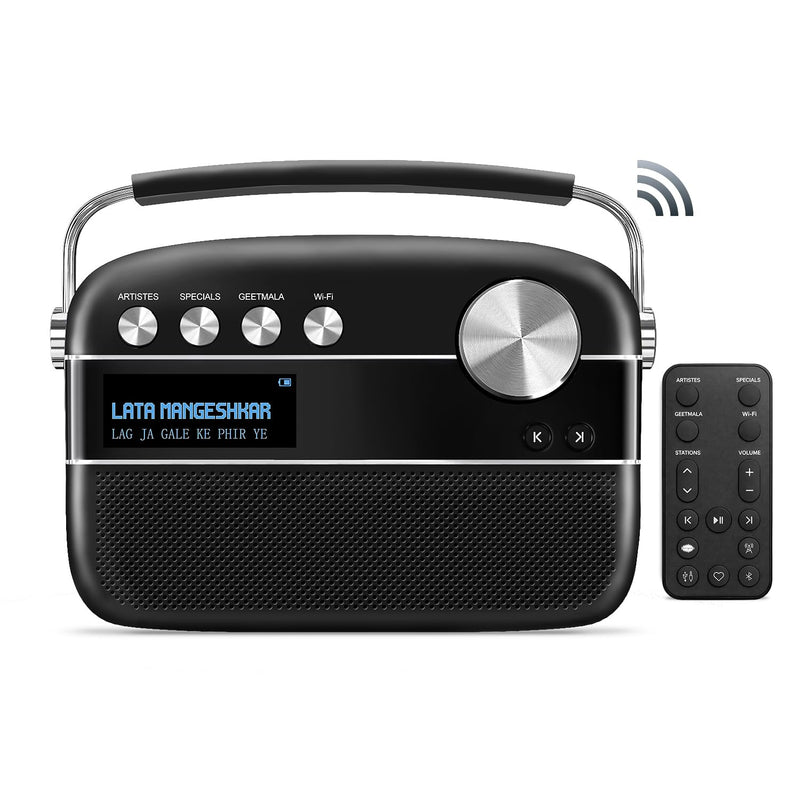 Saregama Carvaan 2.0 Hindi Portable Music Player 5000 Pre-Loaded Songs with Podcast, FM/BT/AUX (Emreld Green/Classic Black)