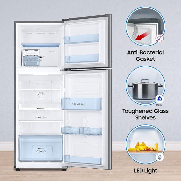 Samsung 236 L, 2 Star, Digital Inverter, Frost Free Double Door Refrigerator (RT28C3032GS/HL, Gray Silver, 2023 Model)