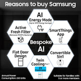 Samsung 350 L, 3 Star, Convertible 5-in-1, Digital Inverter, Frost Free Double Door, WiFi Enabled Bespoke AI Refrigerator (RT38DG5A4DBXHL, Luxe Black)