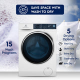 Electrolux 9 Kg/6 Kg Fully Automatic Front Load Washer Dryer Combo (UltimateCare 500, EWW9024P5WB, SensiCare System, White) | Open Box like New |