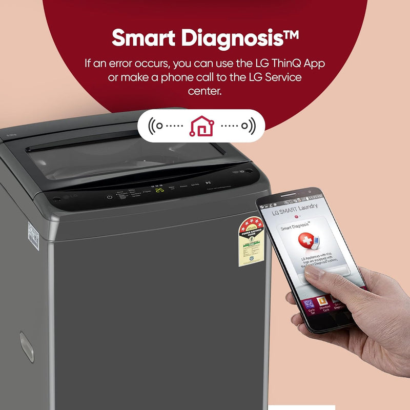 LG 8 Kg 5 Star Smart Inverter Technology Fully Automatic Top Load Washing Machine (T80VBMB4Z, Turbodrum, Auto Prewash, Stainless Steel drum, LED Display)(Touched Up)