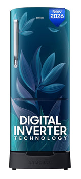 Samsung 183 L, 4 Star, Digital Inverter, Direct-Cool Single Door Refrigerator (RR20H28249U/NL, Paradise Bloom Blue, Base Stand Drawer, Single Touch Defrost, )