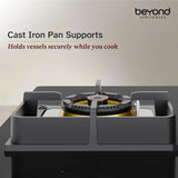 Beyond Appliances Dorado 3 Burner Smart Glass Hobtop Gas Stove | Auto Ignition | Digital Timer | Flame Failure Device | Toughened Glass | LPG & PNG Compatible