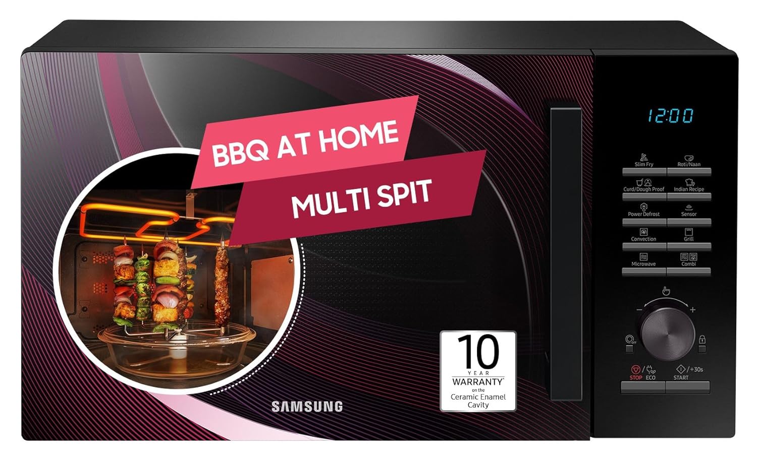 Samsung 28 L Slim Fry, Sensor Cook and Multi Spit Convection Microwave Oven (MC28A5145VR/TL, Black)