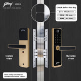Godrej Smart LocksICatus Touch PlusISmart Digital Lock for Wooden DoorI4 in 1 AccessI FingerprintIRfidIPin AccessIMechanical KeyIChampagne Gold Finish, Alloy Steel