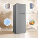Haier 240 L 2 Star Frost Free Twin Inverter Double Door Refrigerator with Cool Pad for Extended Freezer Cooling & Spacious Fresh Zone (HEF-252EGSA-P, Moon Silver, 2026 Model)
