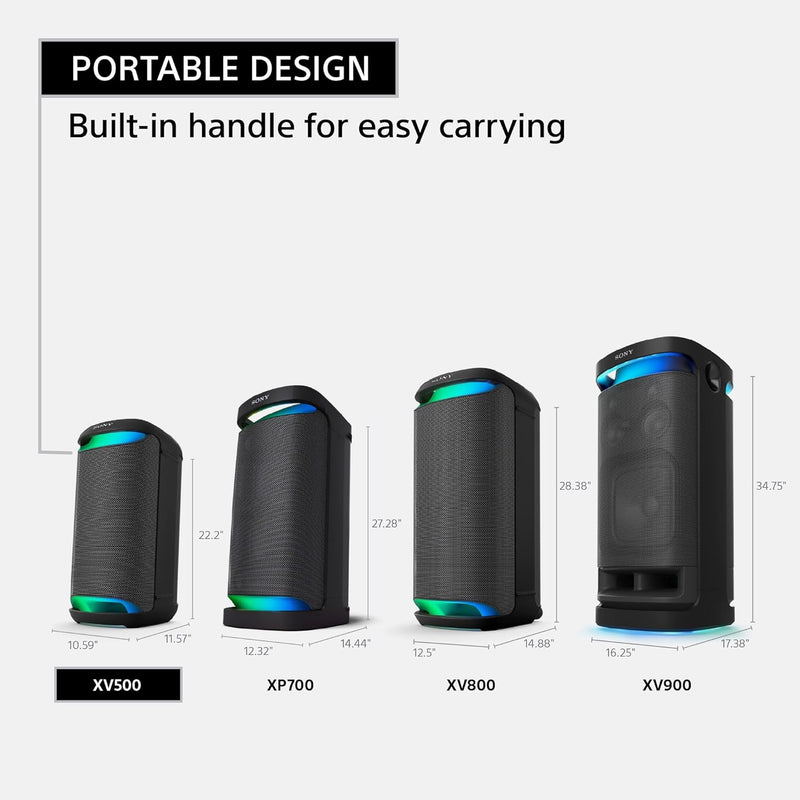 Sony New SRS-XV500 Wireless Portable Bluetooth Karaoke Party Speaker | IPX4 Splash-Proof | 25 Hrs Battery | Mega Bass | Built-in Power Bank | Ambient Lights | Guitar & MIC