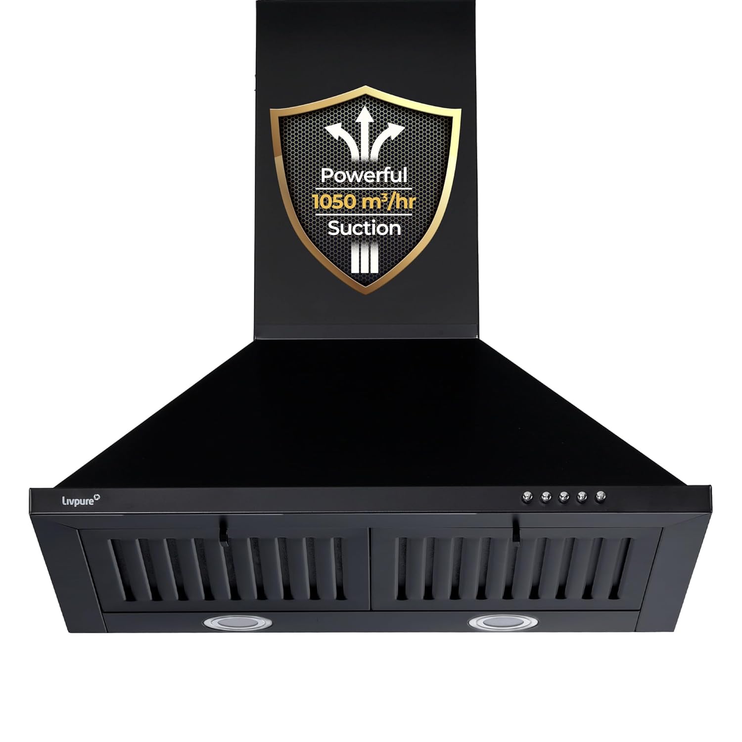 Livpure Alder Neo 60 cm | Pyramid | 1050 m³/hr Suction | Baffle Filter | Push Button Control | Low Noise |Black