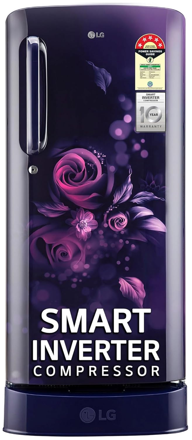 LG 185 L Direct Cool Single Door 5 Star Refrigerator with Base Drawer (Blue Ilan, GL-D201ABIU)